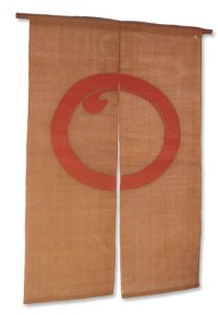 Noren Mitsuru Japanese linen door curtain Kakishibu enso ben 88 x 150cm