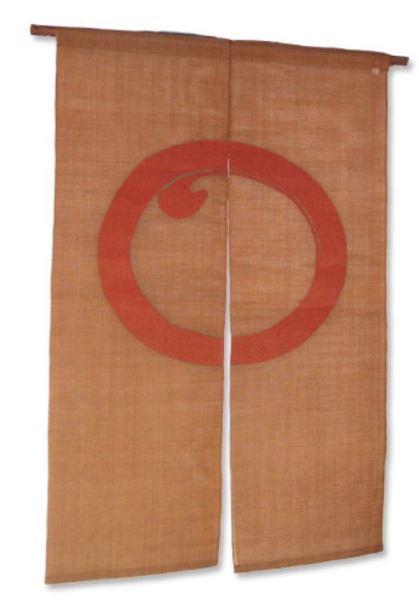 Photo1: Noren Mitsuru Japanese linen door curtain Kakishibu enso ben 88 x 150cm