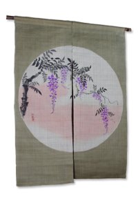 Noren Mitsuru Japanese linen door curtain kusakizome wisteria flower 88 x 120cm