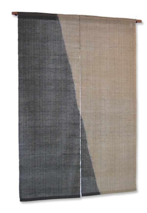 Photo1: Noren Mitsuru Japanese linen door curtain Kakishibu tetsu somewake 88 x 150cm