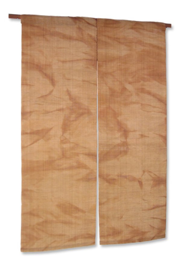 Photo1: Noren Mitsuru Japanese linen door curtain Kakishibu tama shiwa 88 x 150cm