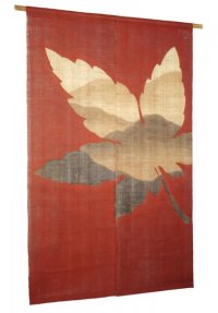 Noren Mitsuru Japanese linen door curtain Bengarazome maple mountain 88 x 150cm