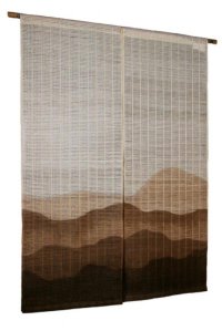 Noren Mitsuru Japanese linen door curtain Kakishibu renzan mountain 88 x 150cm