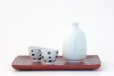 Photo1: Arita porcelain Japanese sake bottle & cups set plum follower blue dot tamori (1)