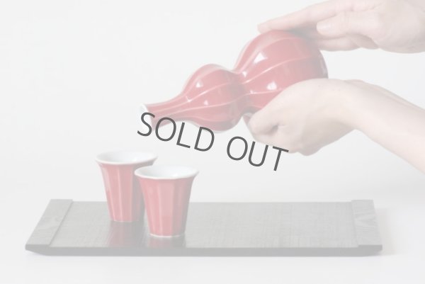 Photo5: Arita porcelain Japanese sake bottle & cups set red mentori Seito kiln 400ml