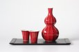 Photo1: Arita porcelain Japanese sake bottle & cups set red mentori Seito kiln 400ml (1)