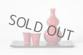 Arita porcelain Japanese sake bottle & cups set red mentori Seito kiln 400ml