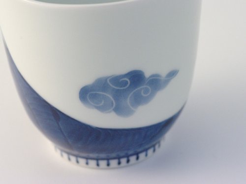 Other Images1: Arita porcelain Japanese tea cups Mt. Fuji red blue yunomi Tokushiti kiln