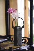 Photo1: Shigaraki pottery Japanese small vase ibushi tutu black H15cm (1)