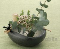 Shigaraki pottery Japanese vase flower arrangement Ikebana tsukubai kamon H7cm