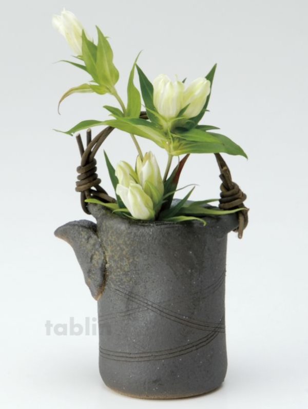 Photo1: Shigaraki pottery Japanese small vase kata kuchi H11cm