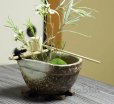Photo1: Shigaraki pottery Japanese vase flower arrangement Ikebana tsukubai oribe H9cm (1)