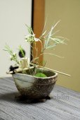 Photo10: Shigaraki pottery Japanese vase flower arrangement Ikebana tsukubai oribe H9cm