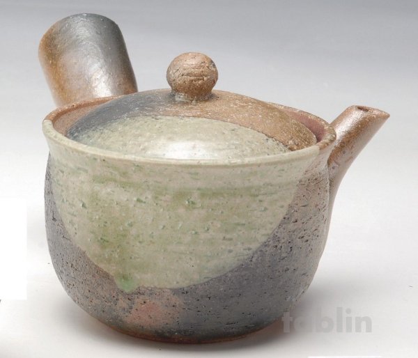 Photo11: Shigaraki Japanese tea pot kyusu midori mame pottery tea strainer 230ml