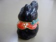 Photo2: Japanese Lucky Cat Kutani yaki ware Porcelain Maneki Neko Black 2 (2)