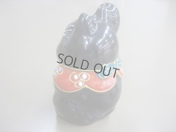 Photo2: Japanese Lucky Cat Kutani yaki ware Porcelain Maneki Neko Black 2