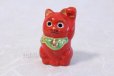 Photo1: Japanese Lucky Cat Kutani yaki ware Porcelain Maneki Neko Red 2 (1)