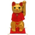 Photo12: Japanese Lucky Cat Tokoname ware YT Porcelain Maneki Neko slim gold H25cm