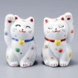 Photo14: Japanese Lucky Cat Kutani Porcelain Maneki Neko polka-dotted H8cm