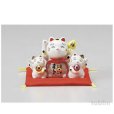 Photo1: Japanese Lucky Cat Tokoname yaki ware Porcelain Maneki Neko Saiemangan 3.1inch (1)
