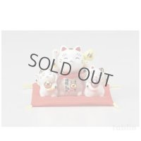 Japanese Lucky Cat Tokoname yaki ware Porcelain Maneki Neko Saiemangan 3.1inch