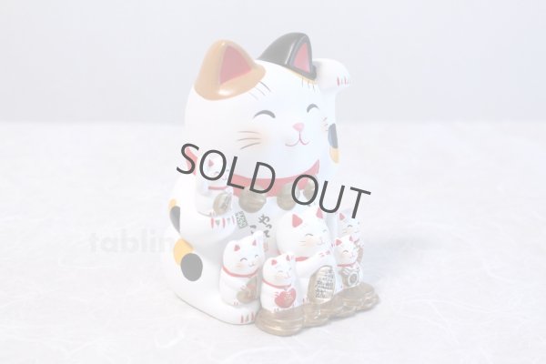 Photo4: Japanese Lucky Cat Tokoname yaki ware Porcelain Maneki Neko Nishikisai 5.3inch