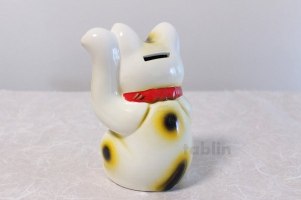 Photo5: Japanese Lucky Cat Tokoname yaki ware Porcelain Maneki Neko fuku High 7.5 inch