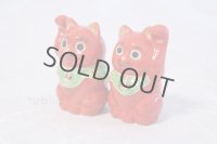 Japanese Lucky Cat Kutani yaki ware Porcelain Maneki Neko Red 2 go pair