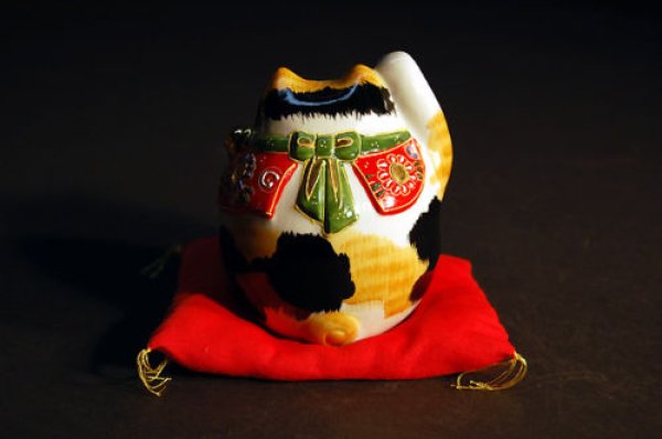 Photo3: Japanese Lucky Cat Kutani yaki ware Porcelain Kenaga mike H 12cm