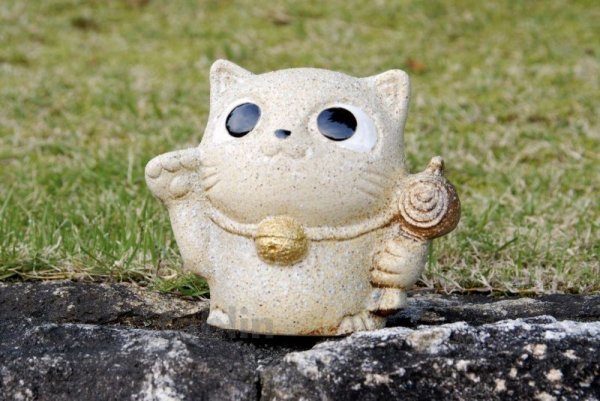 Photo2: Shigaraki pottery Japanese lucky cat maneki neko doll H140mm