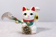 Photo2: Japanese Lucky Cat Tokoname yaki ware Porcelain Maneki Neko fuku High 7.5 inch (2)