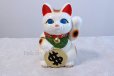 Photo3: Japanese Lucky Cat Tokoname ware YT Porcelain Maneki Neko dollar white H25cm (3)