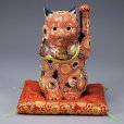 Photo12: Japanese Lucky Cat Kutani Porcelain Maneki Neko red mori hai H30cm