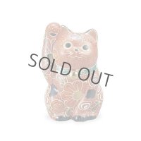 Japanese Lucky Cat Kutani yaki ware Porcelain Maneki Neko mori H 9.7cm