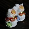 Photo4: Japanese Lucky Cat Kutani yaki ware Porcelain Maneki Neko nigo siro sakari pair