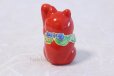 Photo5: Japanese Lucky Cat Kutani yaki ware Porcelain Maneki Neko Red 2 go pair (5)