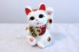 Photo2: Japanese Lucky Cat Tokoname ware YT Porcelain Maneki Neko dance white H23cm (2)