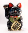 Photo5: Japanese Lucky Cat Tokoname ware YT Porcelain Maneki Neko black right H25cm (5)