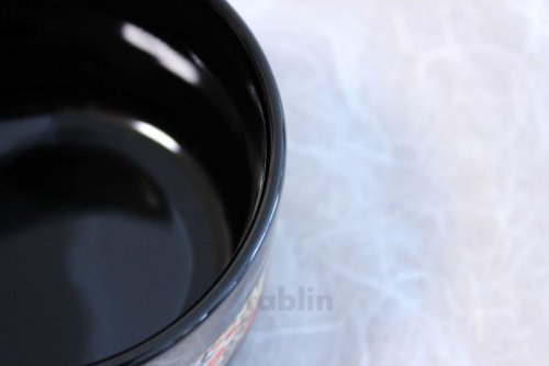 Other Images1: Tokoname ware Japanese matcha tea bowl chawan obi flower line black