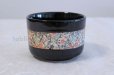 Photo1: Tokoname ware Japanese matcha tea bowl chawan obi flower line black (1)