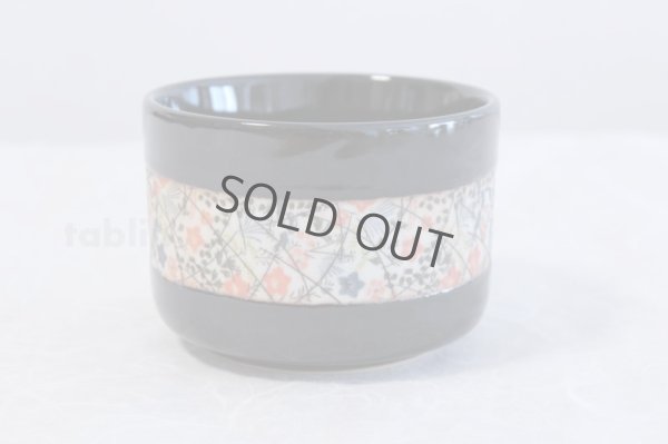 Photo2: Tokoname ware Japanese matcha tea bowl chawan obi flower line black