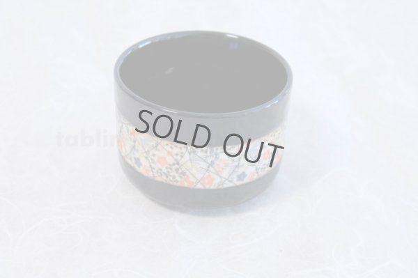 Photo4: Tokoname ware Japanese matcha tea bowl chawan obi flower line black