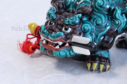 Other Images3: Japanese Leo Shishi Dragon Lion dog Kutani Porcelain arrow kochi green H23cm