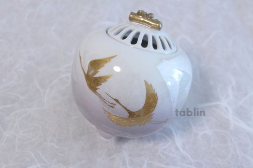 Other Images3: Kutani Porcelain Japanese incense burner gold-silver crane H11cm