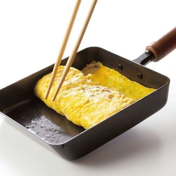 Photo1: Japanese Tamagoyaki Omelette Egg Frying Pan wooden handle Wahei made in Japan