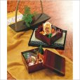 Photo2: Japanese lacquer Bento Lunch wooden double Box Serving Plate tray cloth hanging (2)