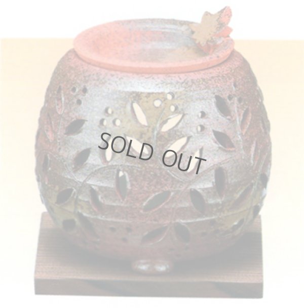 Photo1: Tokoname YT Japanese green tea aroma Incense Burner Sekiryu tade flower br H11cm