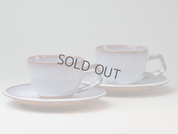 Photo2: Hagi ware Japanese pottery mug coffee cup sho hakuyu & saucer 210ml set of 2
