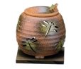 Photo12: Tokoname YT Japanese green tea aroma Incense Burner Sekiryu br dragonfly H11cm