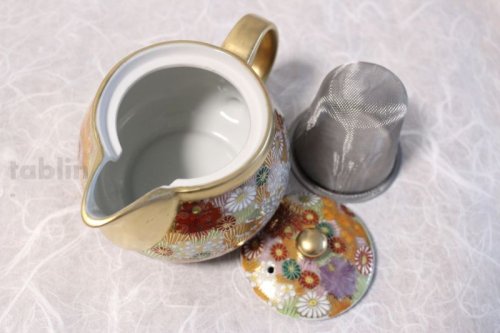 Other Images1: Kutani Porcelain a3 Japanese tea pot 400ml gold hanazume